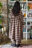 Nora Brushed Cotton Gingham Frock Coat Coffee Bean